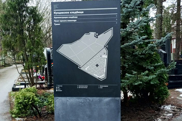 Устройство навигации на кладбищах Николо-архангельское, Головинское, Даниловское, Пятницкое, Рогожское, Ястребковское, Бабушкинское, Кунцевское, Раевское